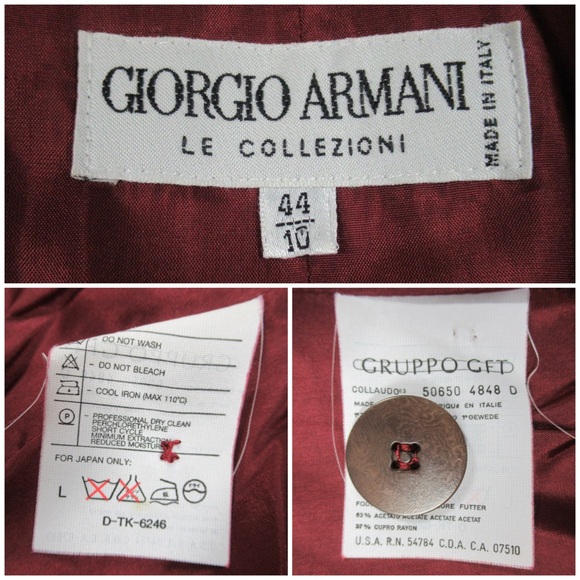 GIORGIO ARMANI Vintage Wool Chevron Single Button Blazer Women’s 44 US Size 10 - Picture 11 of 12